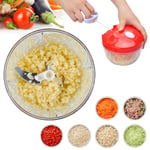 Sinonome Crank Chop Food Chopper and Processor Original - Chop Dice Puree Vegetables Onions Tomatoes Garlic Meats and Nuts in Just Seconds for Delicious Meals (Red)