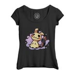 T-Shirt Femme Col Echancré Pokemon Mimikyu Pikachu Jeux Video Geek