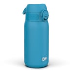 Ion8 Kids Water Bottle, Steel 400 ml/13 oz, Leak Proof, Easy to Open, Secure Lock, Dishwasher Safe, Flip Cover, Carry Handle, Easy Clean, Durable, Metal Water Bottle, Carbon Neutral, Blue