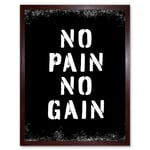 Exercise Decor Inspiration No Pain No Gain Inspirational Gym Decor Wall Art Art Print Framed Poster Wall Decor 12x16 inch