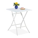 Relaxdays - table de jardin pliante, HxLxP : env. 73x62x62 cm, pour balcon, terrasse, camping, carrée, blanche