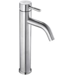 Mitigeur lavabo haut inox brossé avec bonde H 29.5 cm - Kolibri