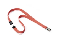 Durable Textile lanyard SOFT COLOUR Coral, ID-hållare, Metall, Textil, Korall, 44 cm, 15 mm