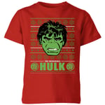 Marvel Hulk Face Kids' Christmas T-Shirt - Red - 3-4 Years - Red