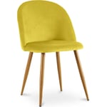 Privatefloor - Chaise de salle à manger - Tapissée de velours - Style scandinave - Evelyne Jaune