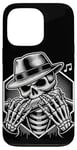 Coque pour iPhone 13 Pro Squelette amusant jouant harmonica joueur crâne blues musicien