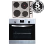 SIA 60cm Stainless Steel Digital Electric Single Fan Oven & 4 Zone Plate Hob