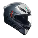 AGV - K1 S AGV E2206, Casque Moto ECE, Style Course avec Spoiler, Aérations et Visière Résistante aux Rayures, Champ de Vision de 190°, Compatible avec Interphones, Limit 46, Unisex, XS