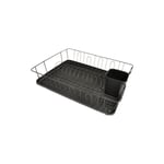 CALITEK Kitchen Dish Rack Drainer with Drip Tray Anti Rust Black