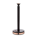 Tower T826133BLK Cavaletto Towel Pole Kitchen Roll Holder with Soft Underliner, Black and Rose Gold