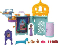 Disney Princess Jasmine Stackable Castle Doll House Playset with Small Doll, 2 Friends & 8 Pieces, Inspired by Disney Movie Aladdin, JDP56