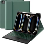 Étui Clavier Pour Nouvel Ipad Pro 13 Pouces 2024 Version, Porte-Crayon Intégré, Ipad Pro 13 Pouces Coque Clavier Bluetooth Détachable Avec Rétroéclairage & Pavé Tactile, Morandi Vert