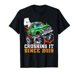 4 Crushing It Since 2019 4th Monster Truck for Boys Birthday T-Shirt