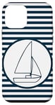 Coque pour iPhone 12 mini Nautical Stripes Bleu Marine Blanc Minimaliste Yacht Voilier