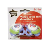 Tommee Tippee Glow in the Dark 2 x Natural Latex Baby Soother/Dummy 6-12 Months