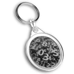 Keyring Circle - BW - Number Art Maths Physics  #35091