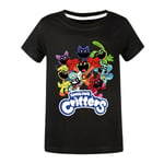 Smiling Critters Catnap Hoppy Hopscotch T-shirt för barn, kortärmad sommartopp Black 140cm