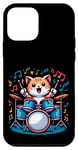 Coque pour iPhone 12 mini Chat amusant jouant de la batterie graphique drôle de batteur homme femme enfant