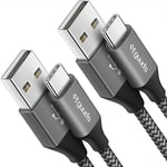 etguuds USB C Cable 60CM 2-Pack, USB A to USB-C Cable Fast Charging Braided USB-C Charger Cable for Samsung Galaxy S23 S21 S20 S10 S9 S8 Plus S10E (Grey)