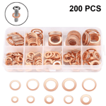 200 st platta kopparbrickor sortiment set M5-M14 O-ring koppar