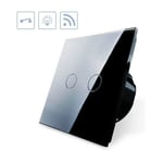 Ledbox - Interrupteur à double touche + télécommande, façade noire
