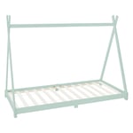 ML Design cot tipi 90x200cm med slatt ram, mint, indisk säng gjord av massivt