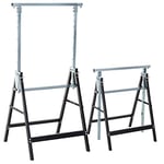 HOMCOM Lot de 2 tréteaux Pliables télescopiques Hauteur réglable 80-130 cm Noir