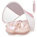 Vicloon Bouee Bebe,Bouee pour Bebe avec Pare Soleil+1 Pompe,Bouée Piscine Bébé avec auvent Amovible,Aide Bébé à Apprendre à Nager,pour Bebe de 3 à 12 Mois