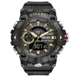 JTTM Montre Numerique Homme Etanche Waterproof Digital Militaire Montres avec LED Lumière Alarme Et Calendrier Date Course À Pied Homme Montre Bracelet,Black Gold