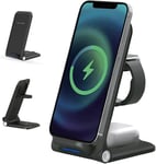 4-Ok Chargeur Sans Fil Pad Support De Charge Qi Pour Trois Appareils 3 En 1 Pour Smartphone Qi, Iphone Series 12 Et 13. Compatible Avec Apple Watch Ou Airpods Pro. Téléphones Avec Charge Par Inductio