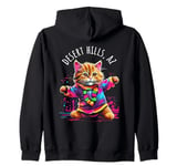 Desert Hills Arizona Dancing Cat Colorful Cute Kitty Design Zip Hoodie