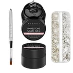 Makartt 2 pots de 8 g de gel de colle à strass pour ongles avec stylo brosse à ongles et pierres précieuses, kit d'art pour ongles en cristal AB avec strass (lampe à ongles nécessaire)