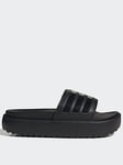 adidas Sportswear Womens Adilette Platform Sliders - Black, Black, Size 4, Women