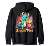 Sippin’ Fire Cute Dragon Tea Lover Zip Hoodie