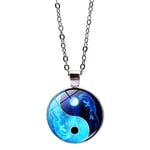 Unisex Tai Chi halsband Yin Yang sten hänge halsband smycken silvery