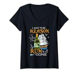 Womens I'm The Reason Why The Rum Is Gone Pirates Grog Rum V-Neck T-Shirt