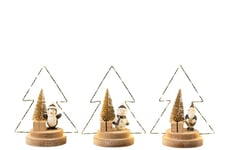 J-LINE - Sapin DE Noel + LED Noel Bois Noir/Or/Naturel Assortiment DE 3