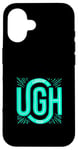 Coque pour iPhone 16 Bleu sarcelle UGH! Mood Teal Aqua Graphic