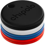 Chipolo ONE - 4 Pack - Key Finder, Bluetooth Tracker for Keys, Backpack, Item Finder, Free Premium Features, Works with Chipolo app (iOS & Android compatible) (BLUE, BLACK, RED, WHITE)