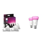 Philips Hue White & Colour Ambiance Smart Spotlight 3 Pack LED [GU10 Spotlight] - 350 Lumens & White & Colour Ambiance Smart Bulb Twin Pack LED [B22 Bayonet Cap] - 1100 Lumens