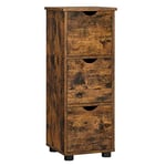 VASAGLE Meuble de Salle de Bain, Armoire de Rangement, Tour à 3 tiroirs, Placard 3 Niveaux, Colonne, 30 x 30 x 80 cm, pour Salle de Bain, Salon, Chambre, Cuisine, Marron Rustique BBK150X01