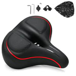 ENJOHOS Selle de Velo Ultra Confortable,Selle de Vélo, Selle Velo Large en Mousse à Mémoire et Ergonomique,Siège de Vélo Imperméable et Respirante, pour Vélo de Route Electrique VTT (Rouge + Airtag)