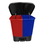 Twin Pedal Bin Dustbin With Lid And Handle Kitchen (18.5L Blue + 18.5L Red)