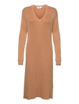 Dress Long Sleeve Knälång Klänning Beige Noa Noa