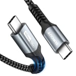 USB C vers USB C Câble de charge 0.5m 100W,5A/20V PD USB C Câble de charge rapide avec E-Mark Chip Câble de charge Câble de données MacBook Pro/Air,Samsung Galaxy S22 S21 S20 Ultra-Gris