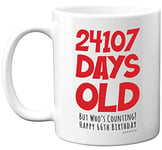 66th Birthday Mug Gift for Men Women Him Her - 24107 Days Old - Funny Adult Sixty-Six Sixty-Sixth Happy Birthday Present for Dad Mum Grandma Nan Grandad Auntie Uncle, 11oz Ceramic Dishwasher Safe Mugs