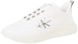 CK JEANS Men's EVA Runner Low LACE ML Mix YM0YM00968 Sneakers, White (Bright White/Creamy White/R Ridge), 7 UK