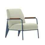 Vitra - Fauteuil de Salon, Walnut, Prouvé Bleu Dynastie, Fabric Cat. F100 Nubia Col. 03 Cream/Sand - Fåtöljer - Jean Prouvé - Beige - Metall/Trä/Skum