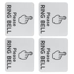 4pcs Door Bell Sign Sticker for Notice Ring Door Bell Clear Communication Silver