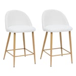 Lot de 2 Chaises de Bar Bouclette "Slano" 89cm Blanc